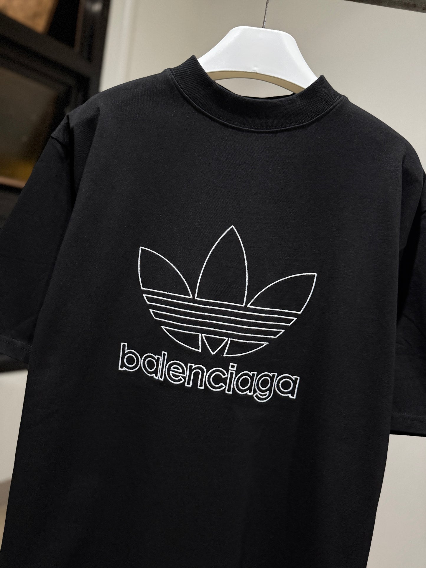 Balenciaga | Adidas Oversized T-Shirt (Black/Embroidered)