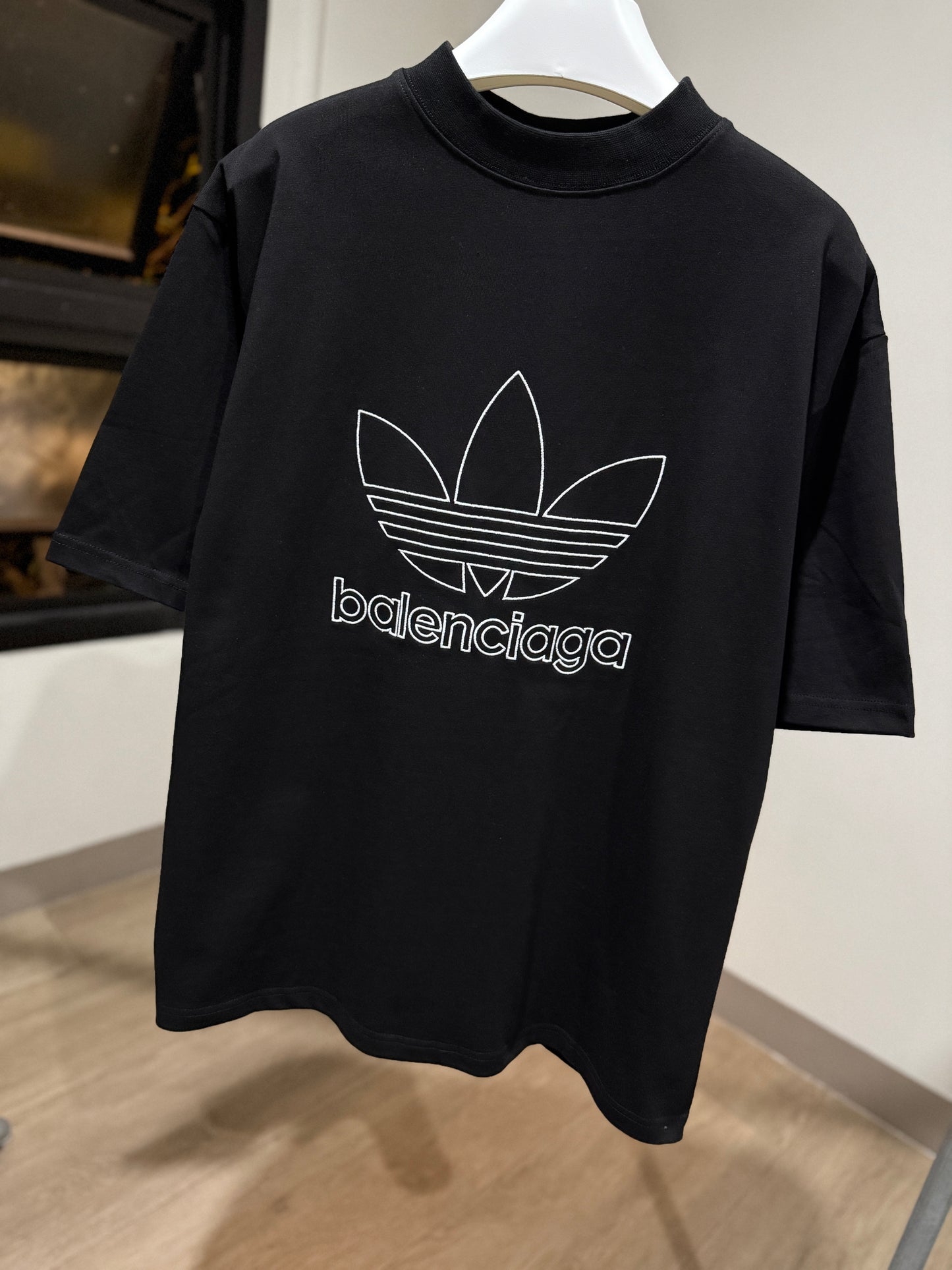 Balenciaga | Adidas Oversized T-Shirt (Black/Embroidered)