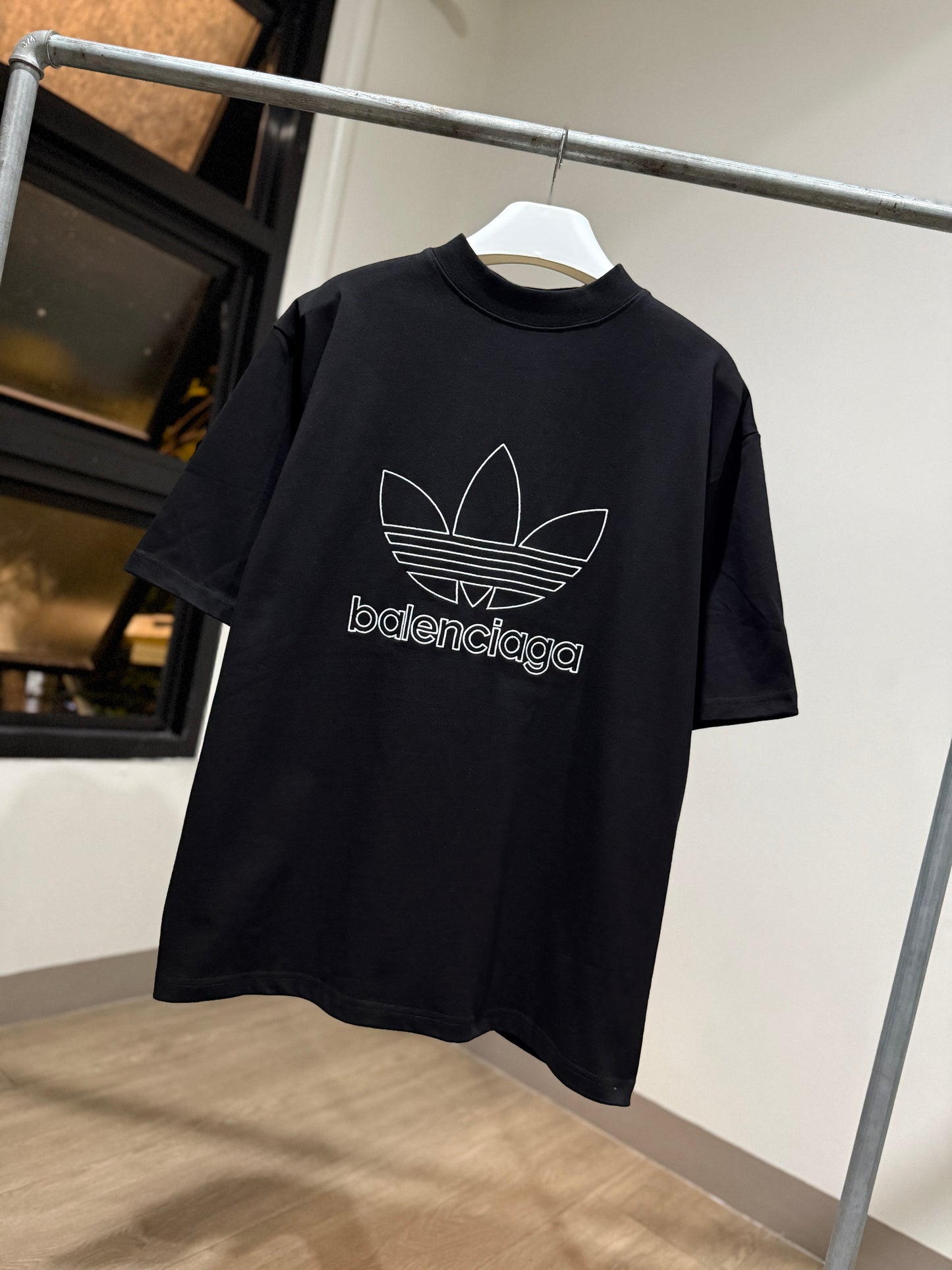 Balenciaga | Adidas Oversized T-Shirt (Black/Embroidered)