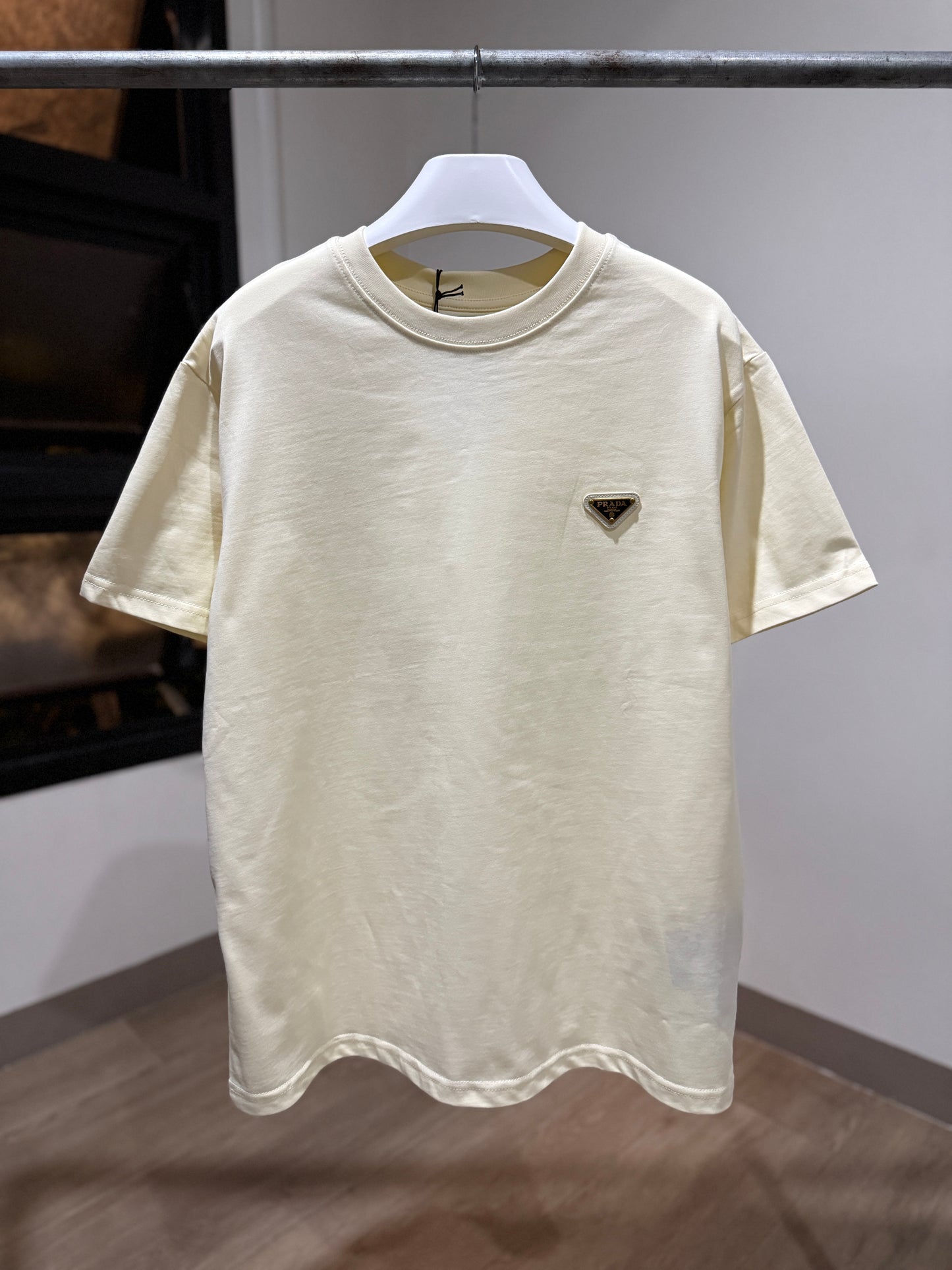 Prada Cotton Logo T-Shirt (Cream/Apricot)