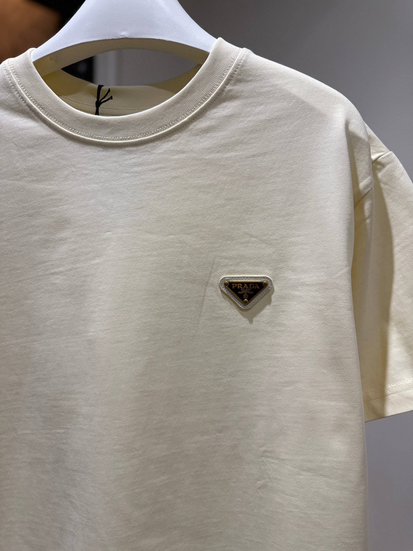 Prada Cotton Logo T-Shirt (Cream/Apricot)