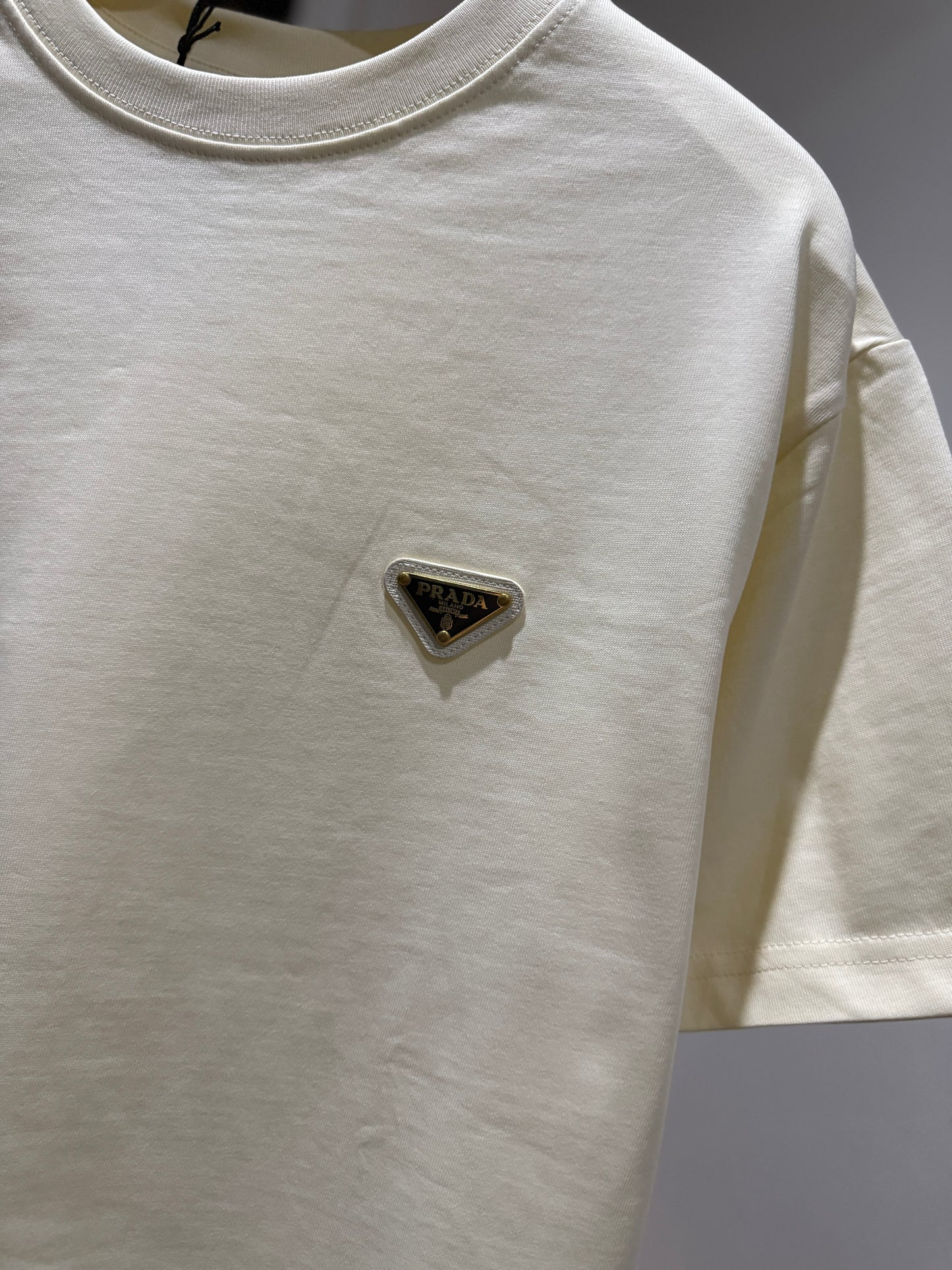 Prada Cotton Logo T-Shirt (Cream/Apricot)
