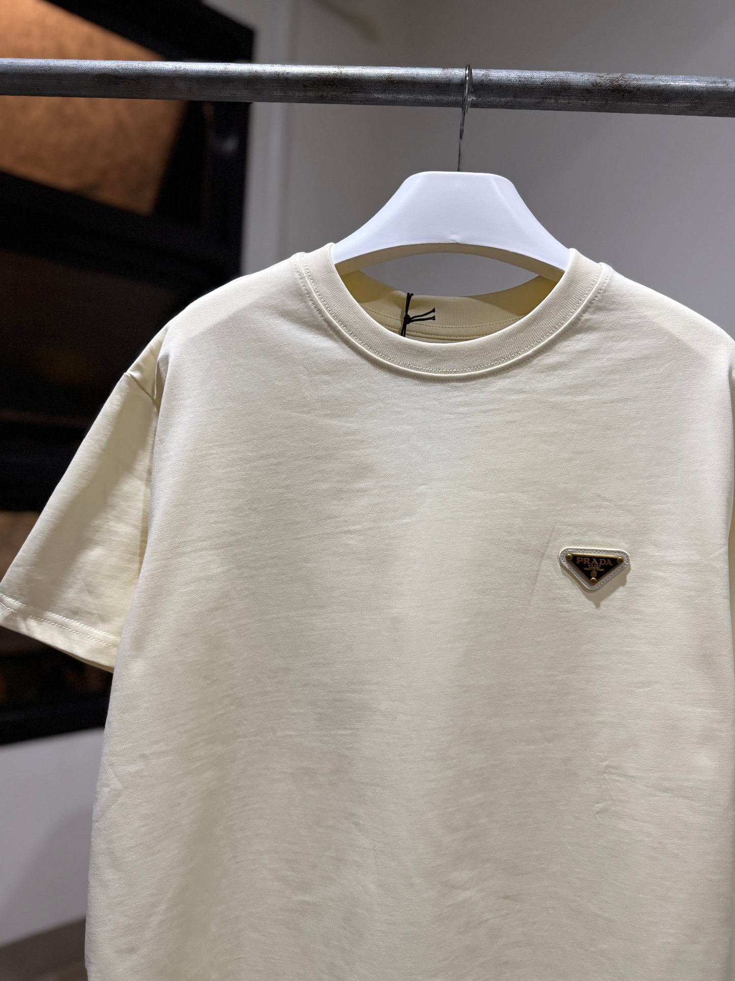 Prada Cotton Logo T-Shirt (Cream/Apricot)
