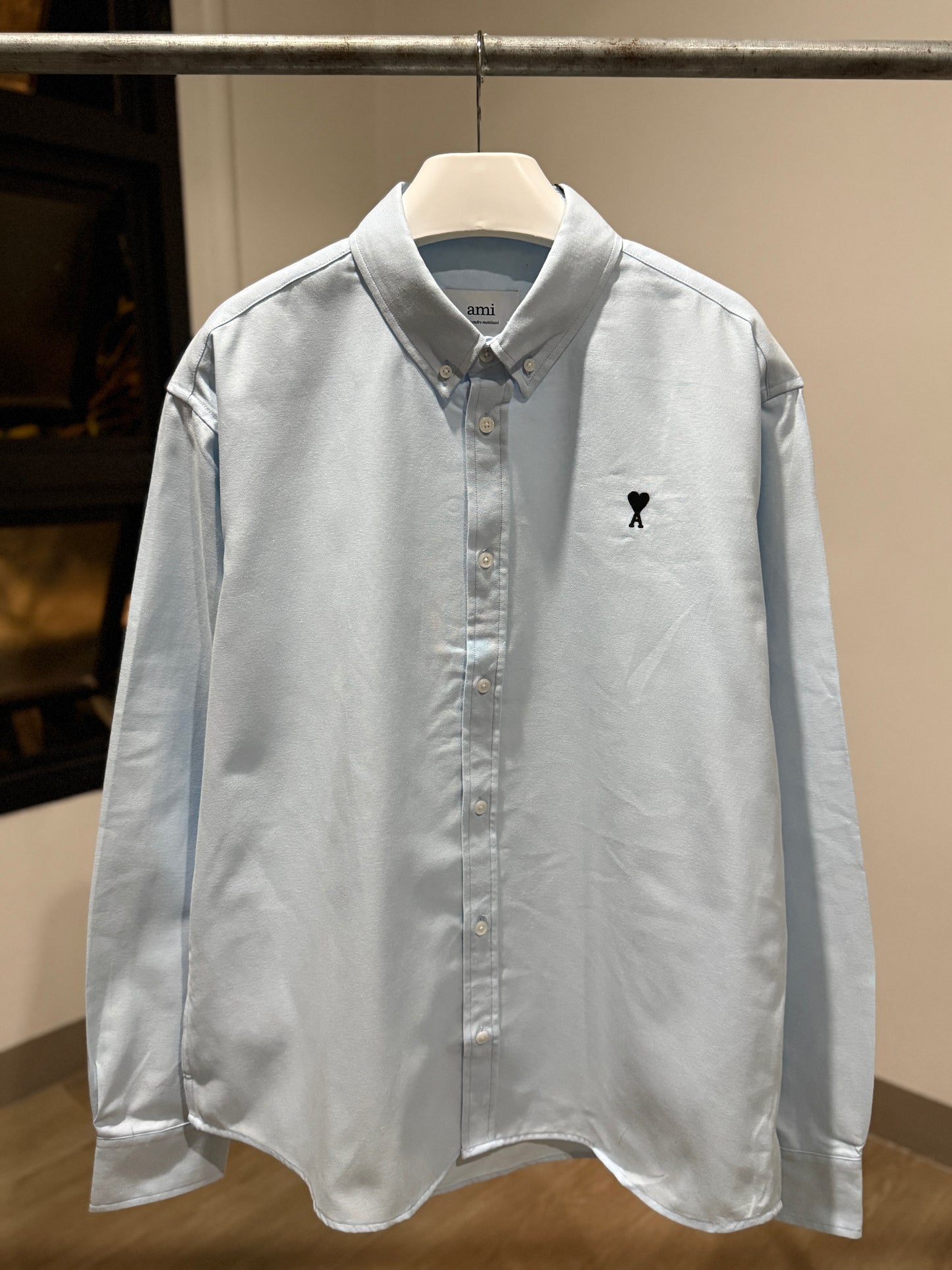 AMI Paris Long-sleeve Button Down (Blue/Black)