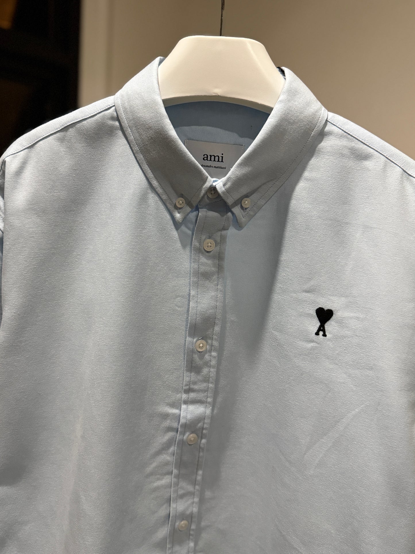 AMI Paris Long-sleeve Button Down (Blue/Black)