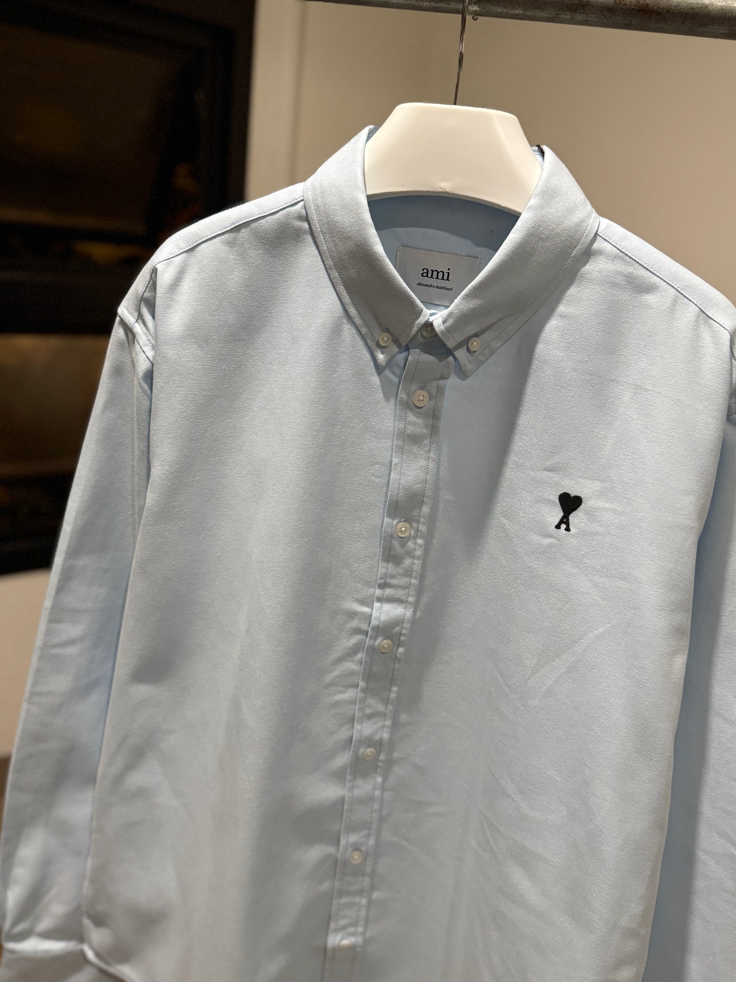 AMI Paris Long-sleeve Button Down (Blue/Black)