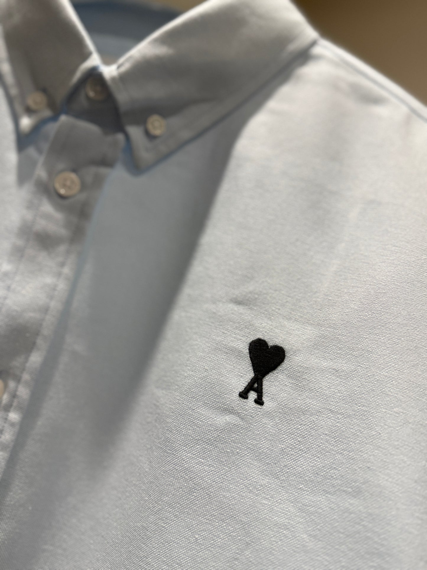 AMI Paris Long-sleeve Button Down (Blue/Black)