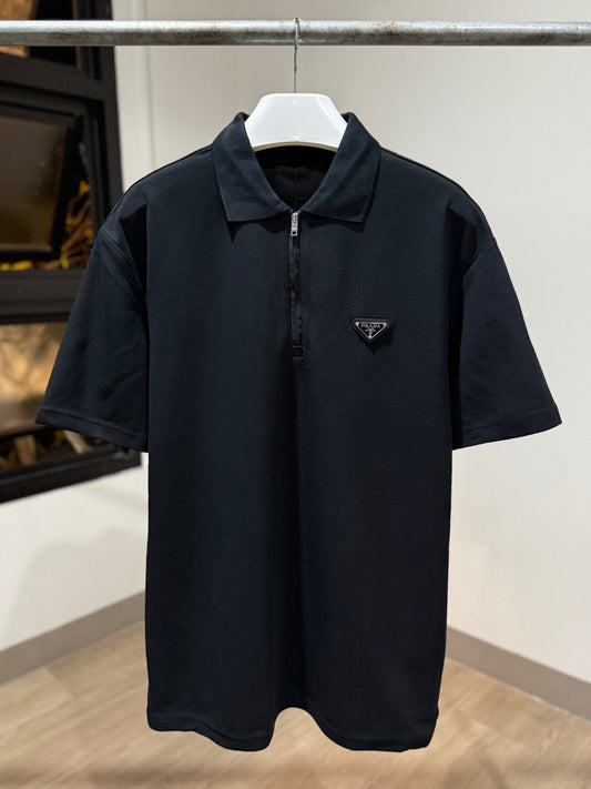 Prada Quarter-Zip Polo Shirt (Black)