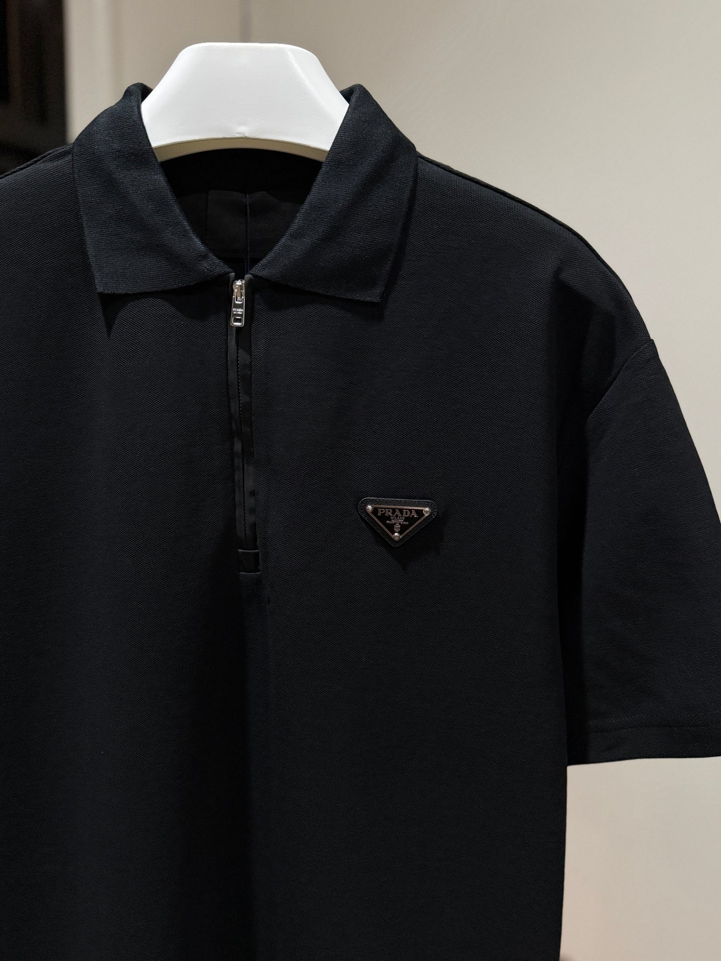 Prada Quarter-Zip Polo Shirt (Black)