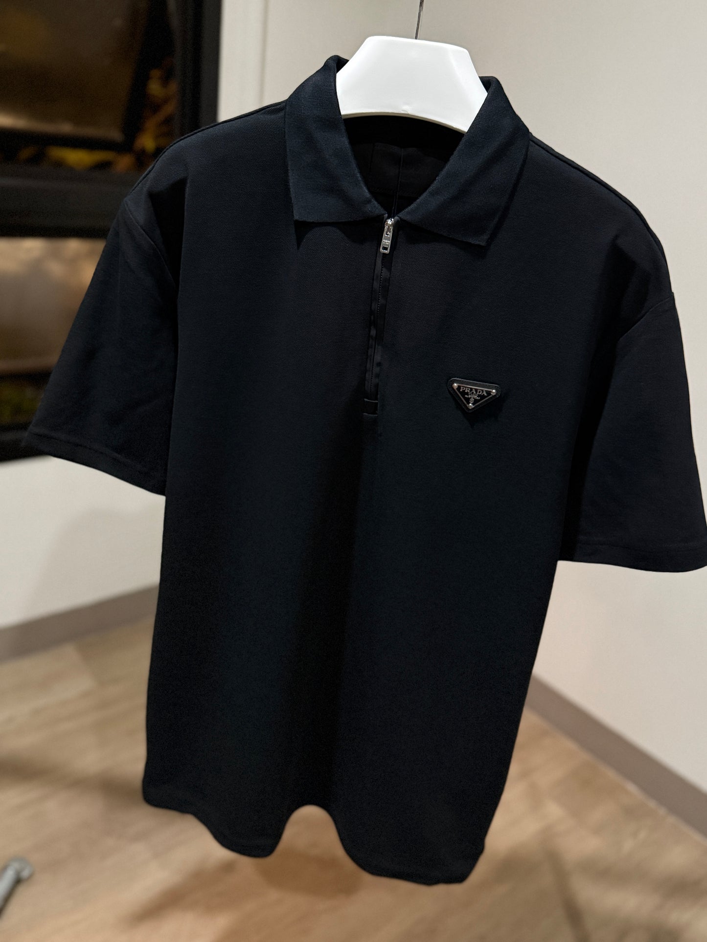 Prada Quarter-Zip Polo Shirt (Black)