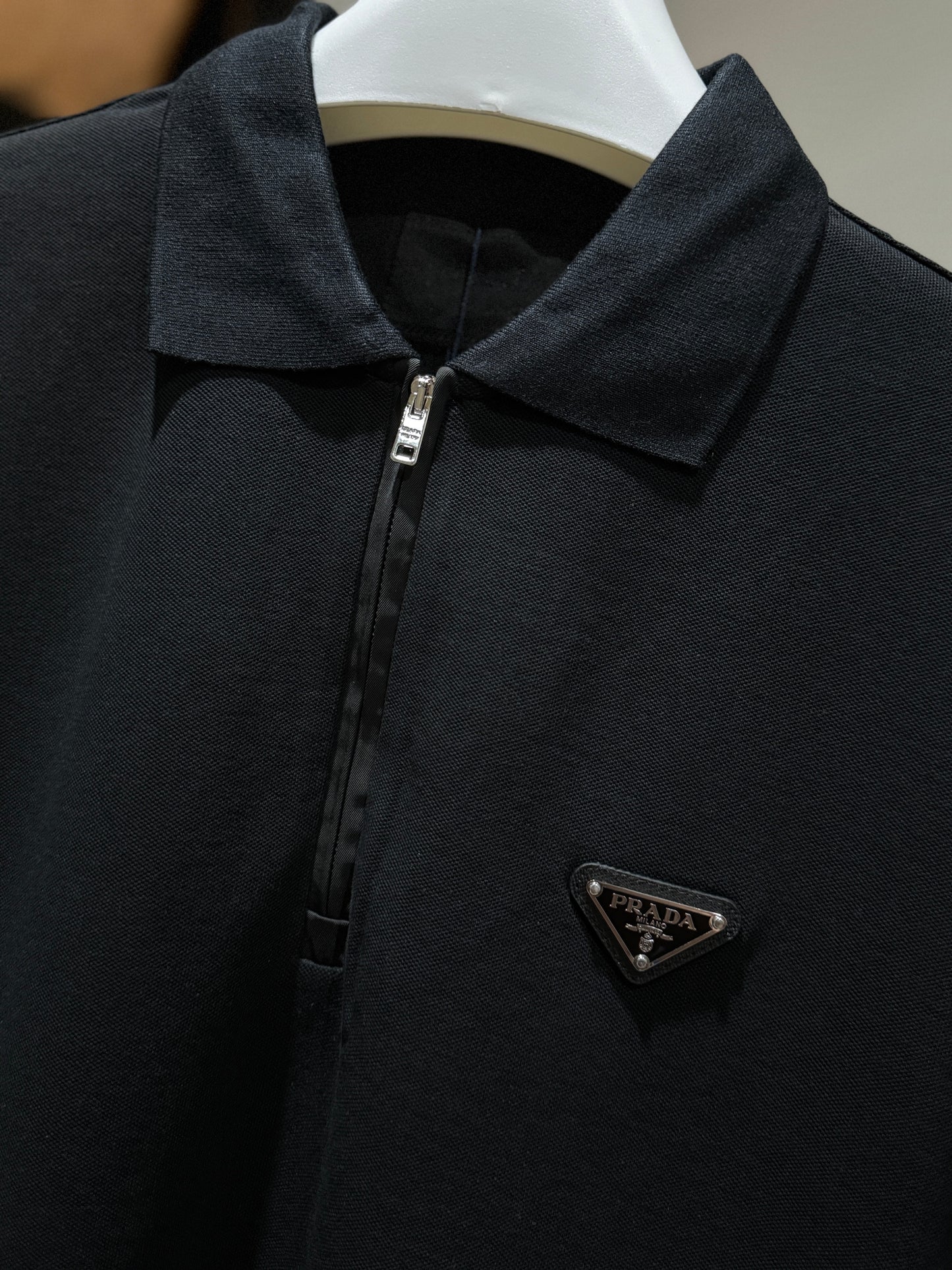 Prada Quarter-Zip Polo Shirt (Black)