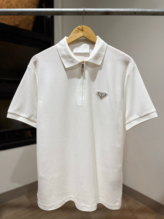 Prada Quarter-Zip Polo Shirt (White)