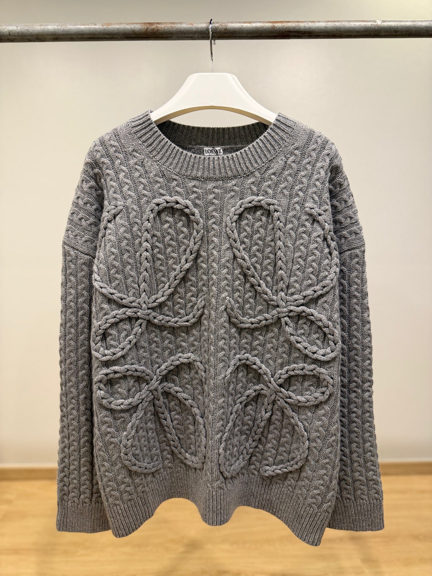 Loewe Anagram Knitted Sweater (Gray)