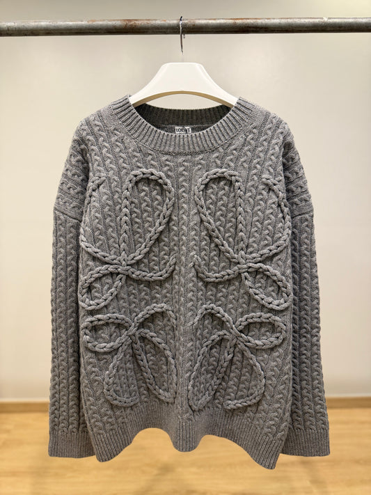 Loewe Anagram Knitted Sweater (Gray)