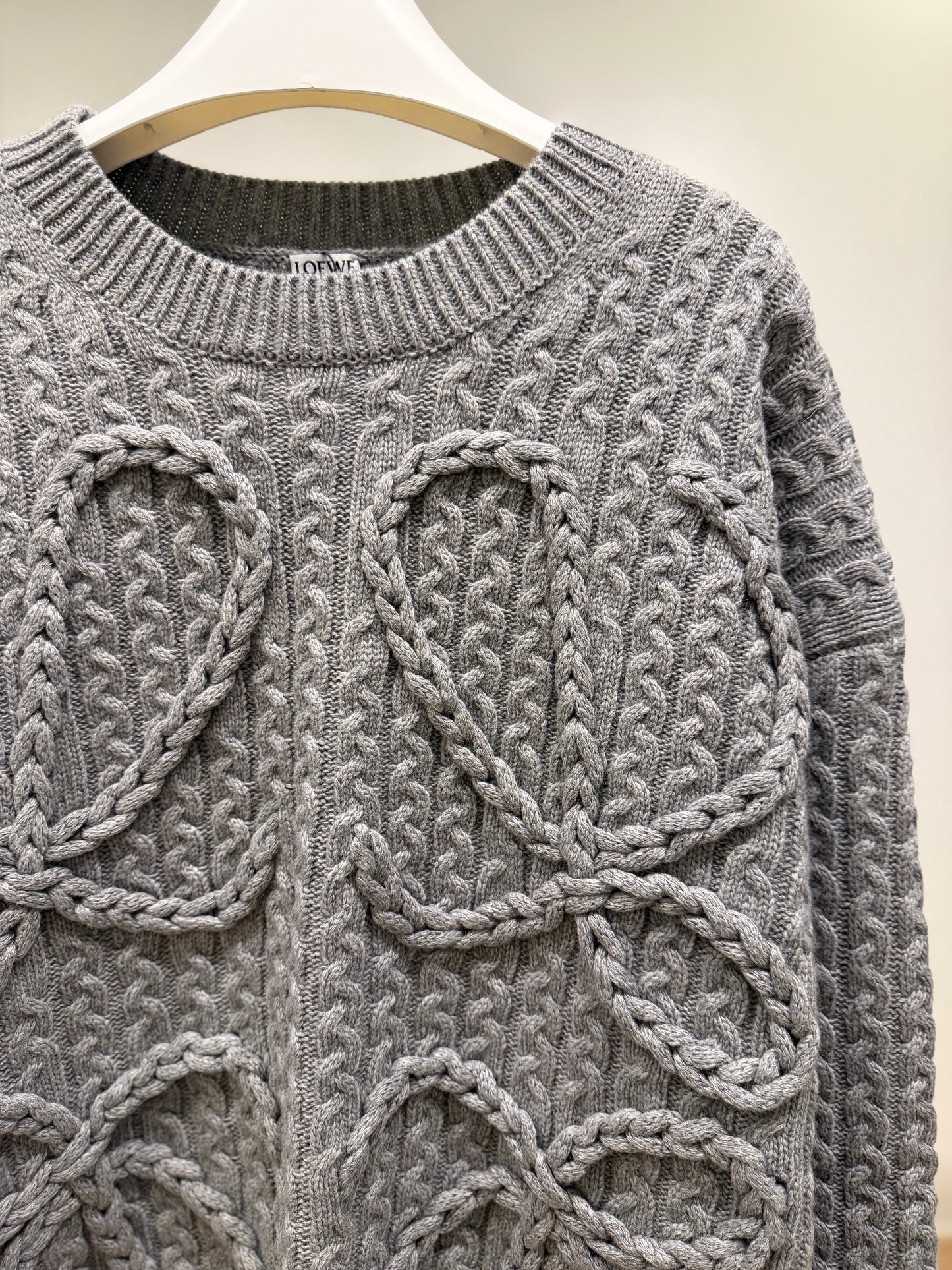 Loewe Anagram Knitted Sweater (Gray)