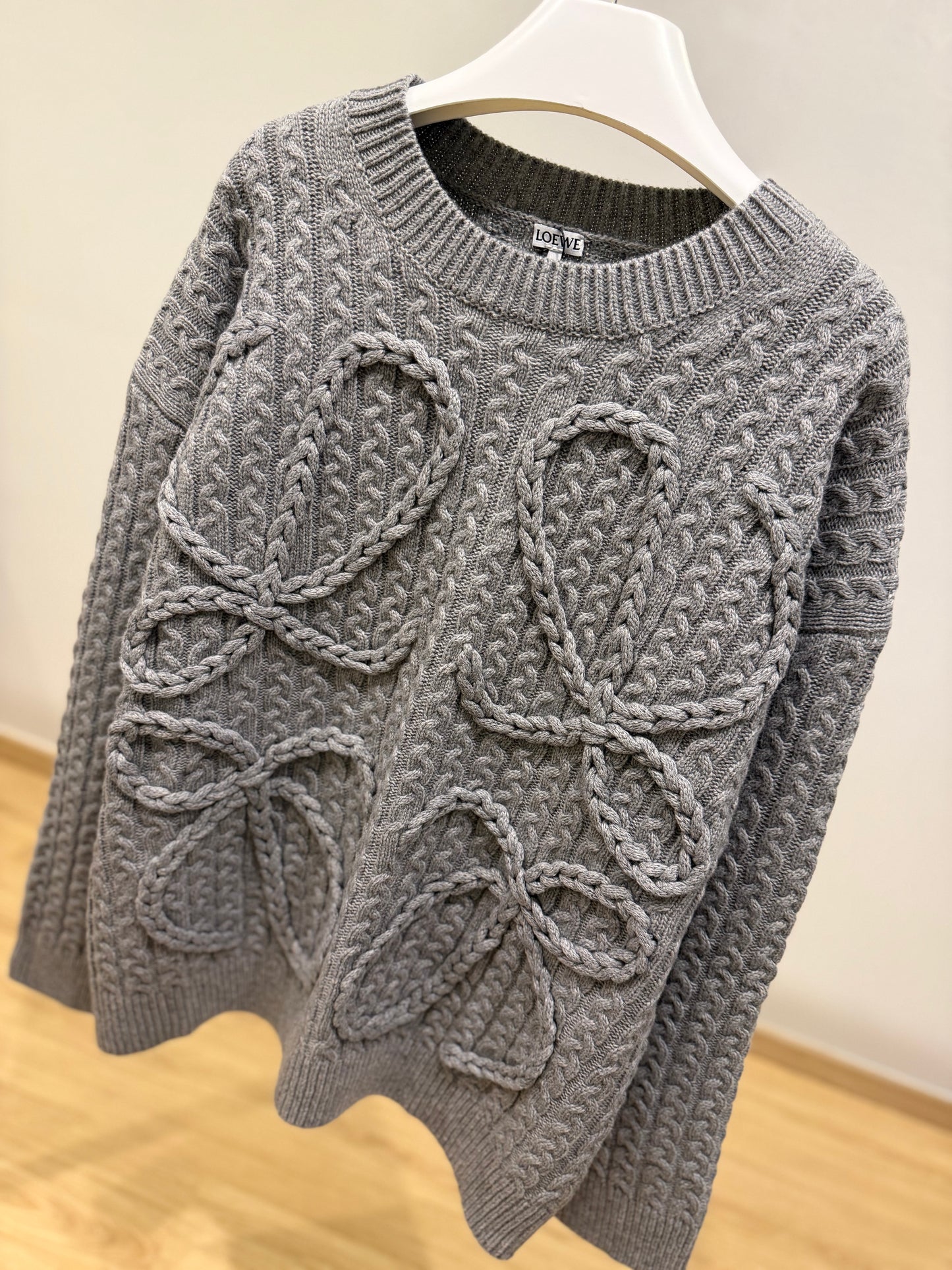 Loewe Anagram Knitted Sweater (Gray)