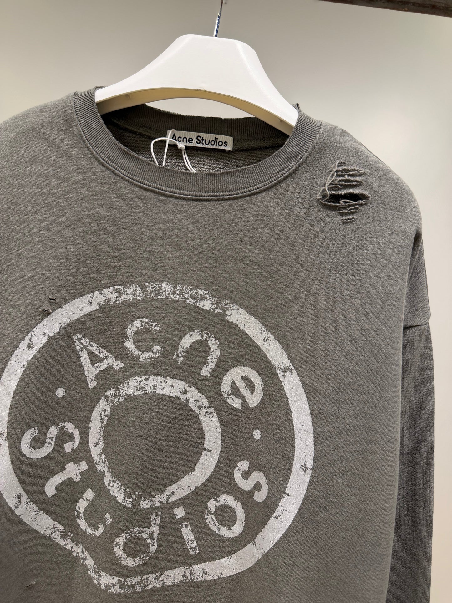 Acne Studios Distressed Sweatshirt (Gray)