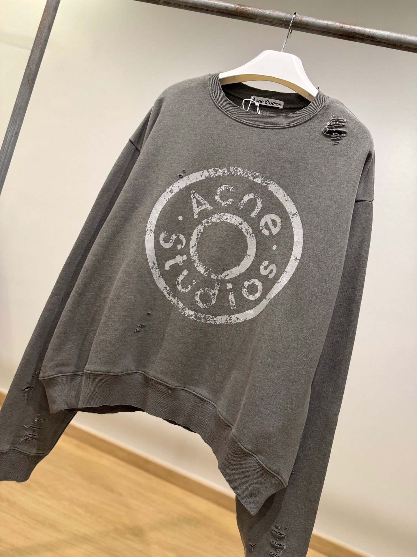 Acne Studios Distressed Sweatshirt (Gray)