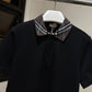 Burberry Check Collar Polo Shirt (Black)