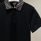 Burberry Check Collar Polo Shirt (Black)