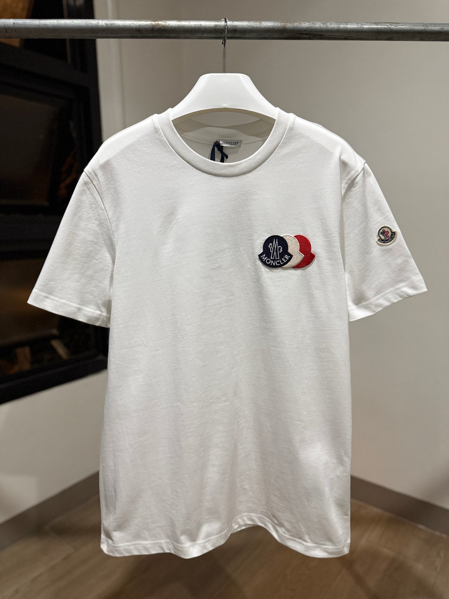 Moncler Tricolour Logo T-Shirt (White)
