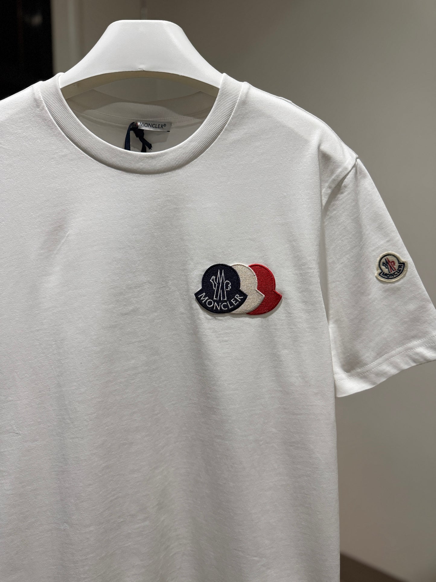Moncler Tricolour Logo T-Shirt (White)