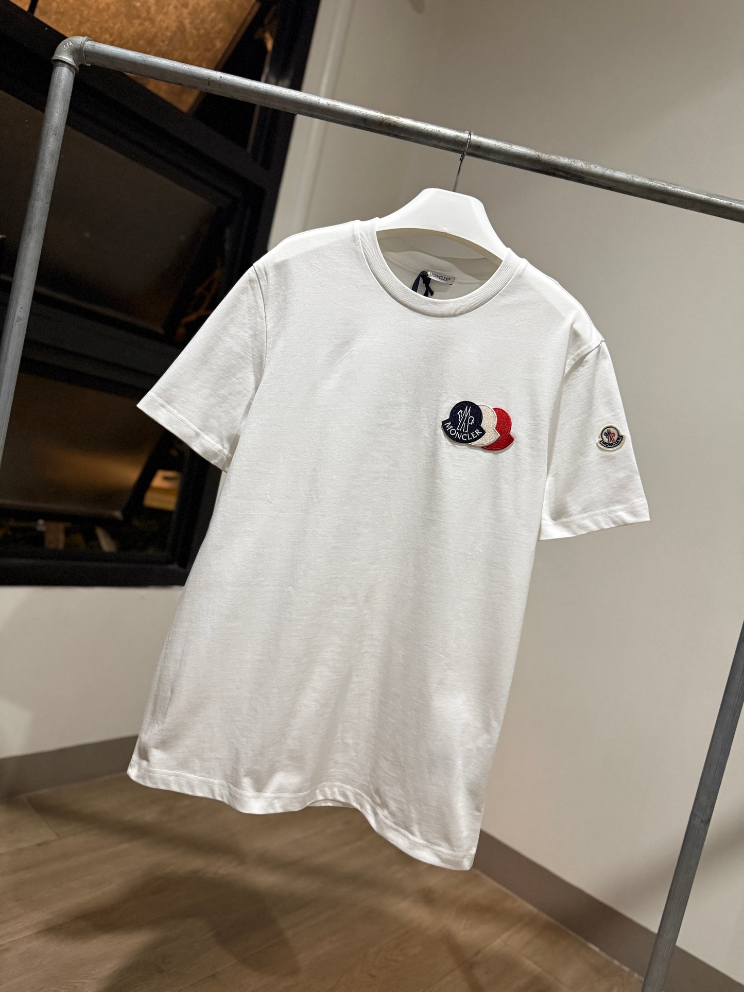 Moncler Tricolour Logo T-Shirt (White)