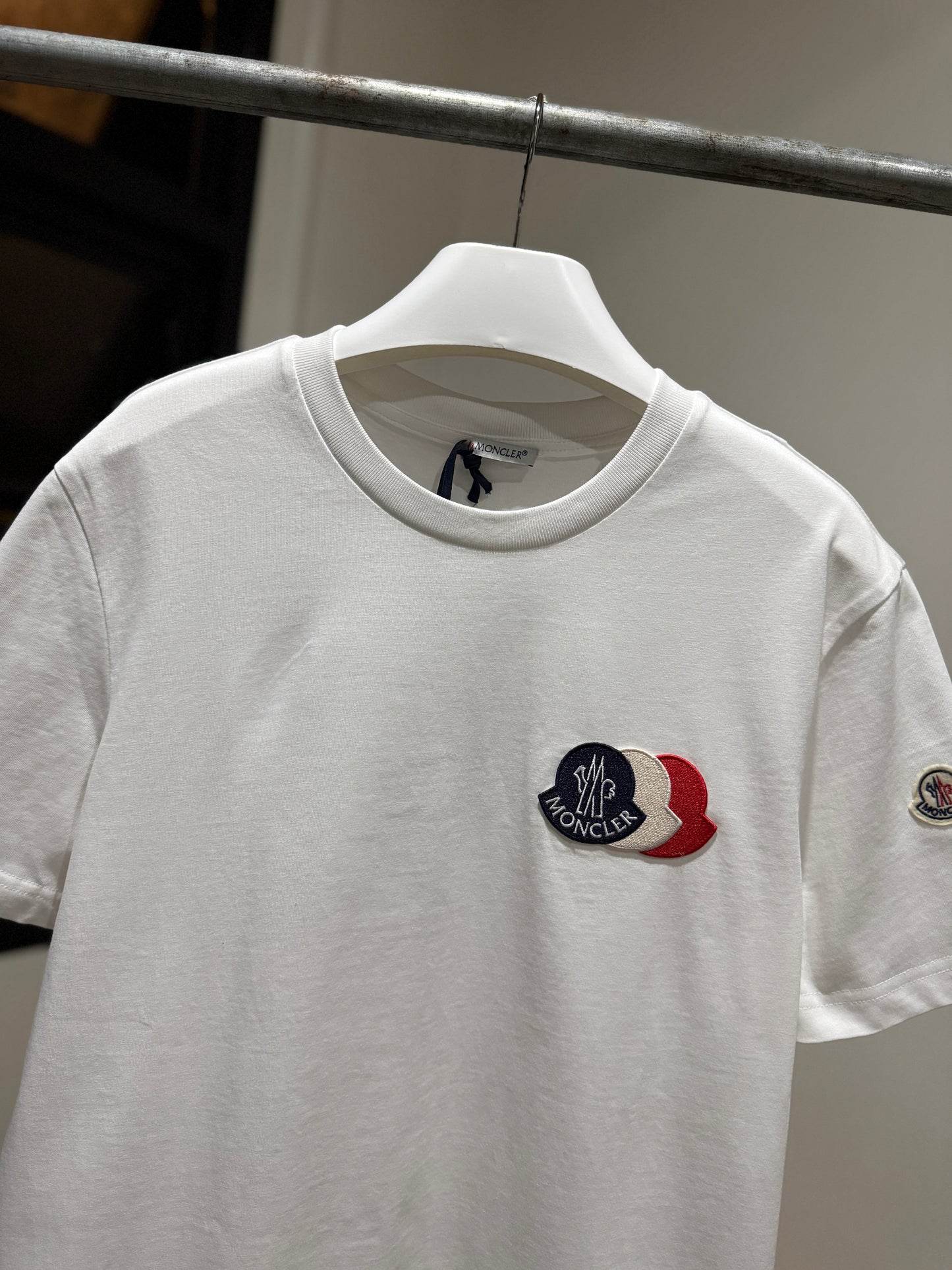 Moncler Tricolour Logo T-Shirt (White)
