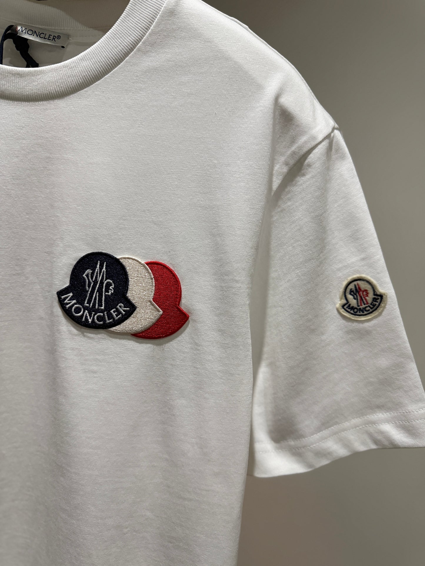 Moncler Tricolour Logo T-Shirt (White)