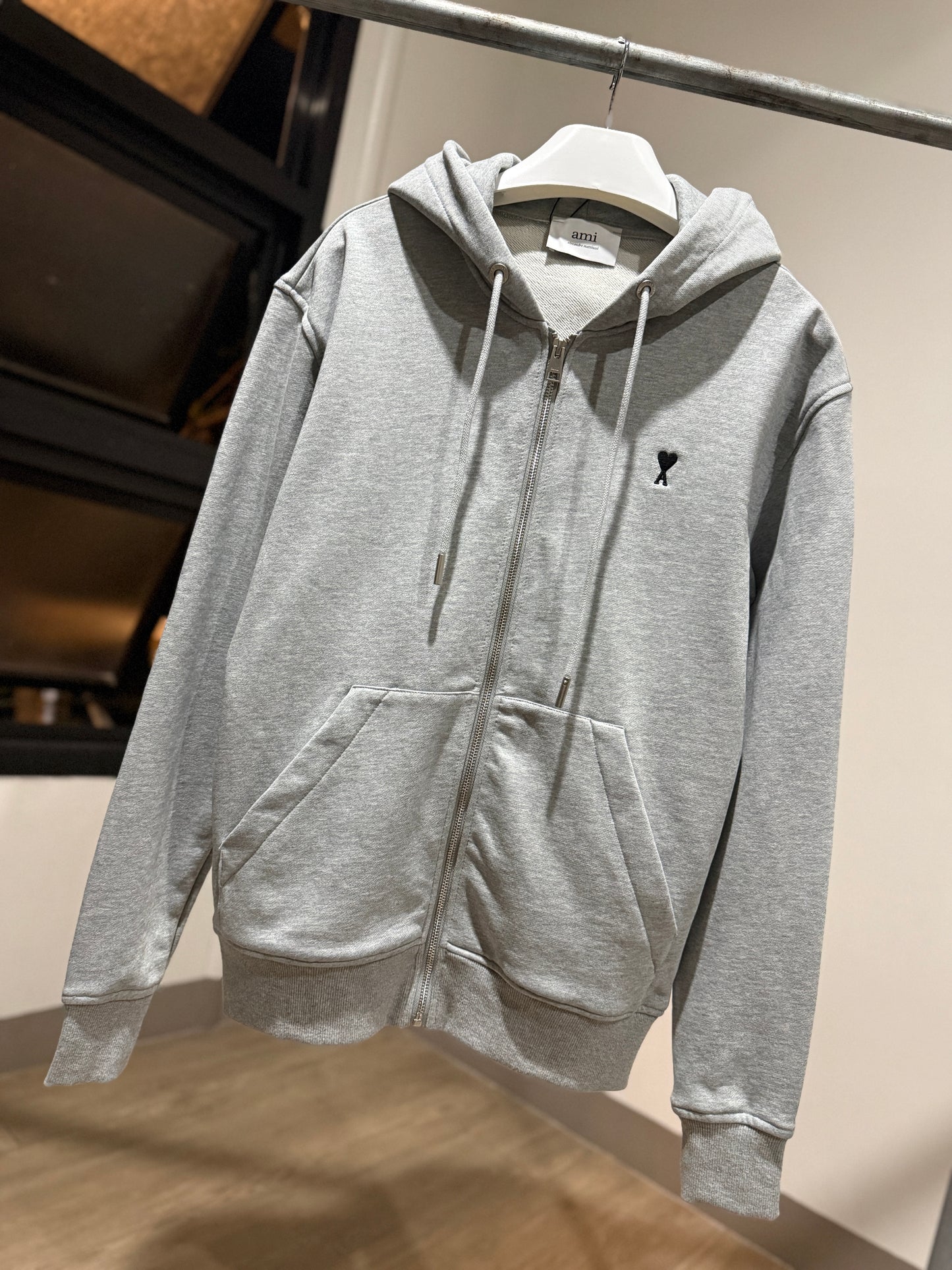 AMI de Coeur Cotton Zipped Hoodie (Gray)