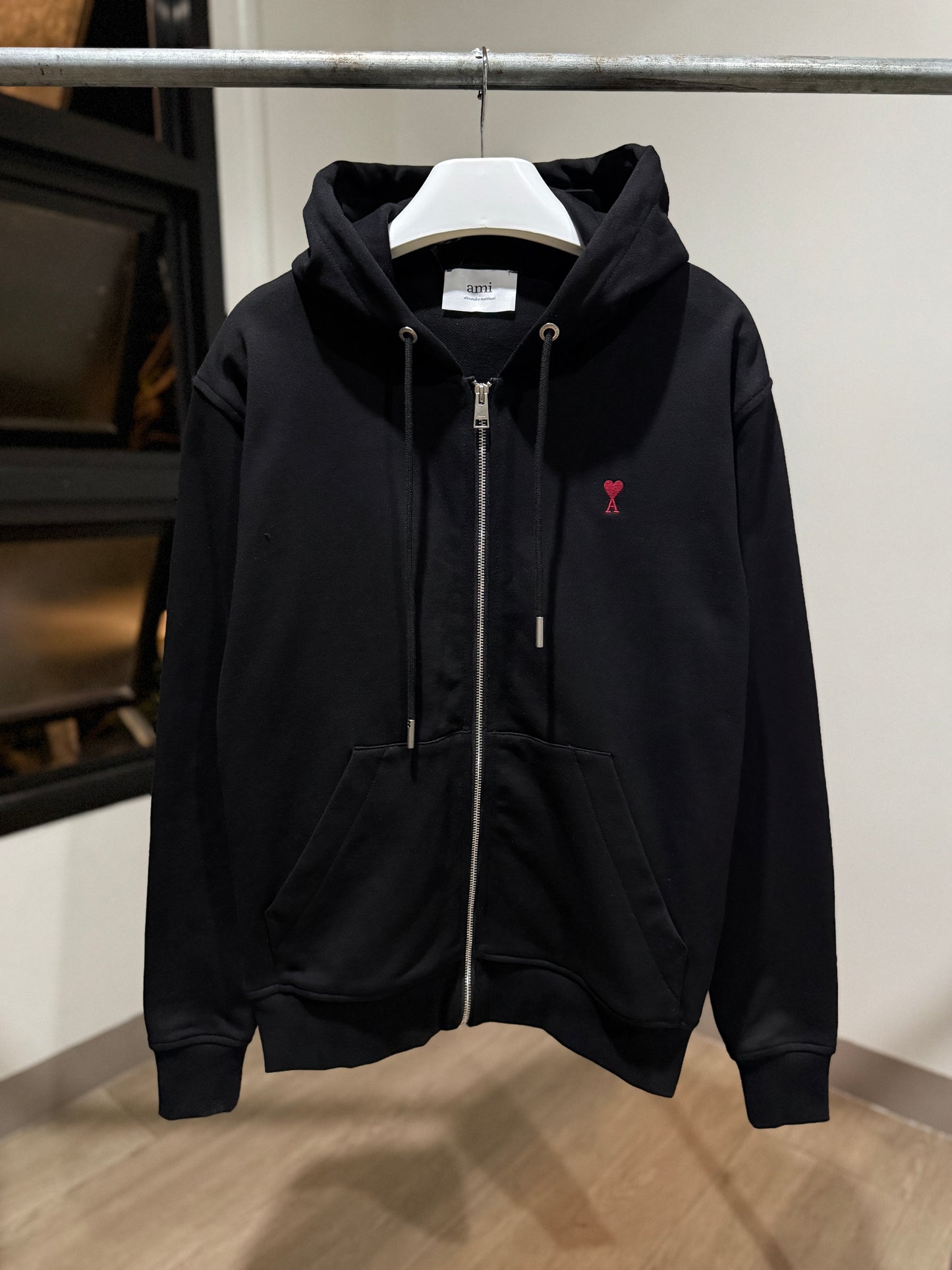 AMI de Coeur Cotton Zipped Hoodie (Black)