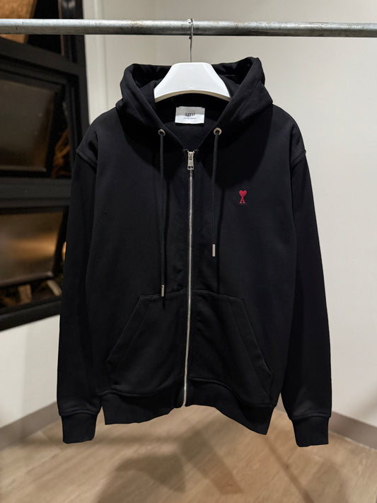 AMI de Coeur Cotton Zipped Hoodie (Black)