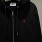 AMI de Coeur Cotton Zipped Hoodie (Black)