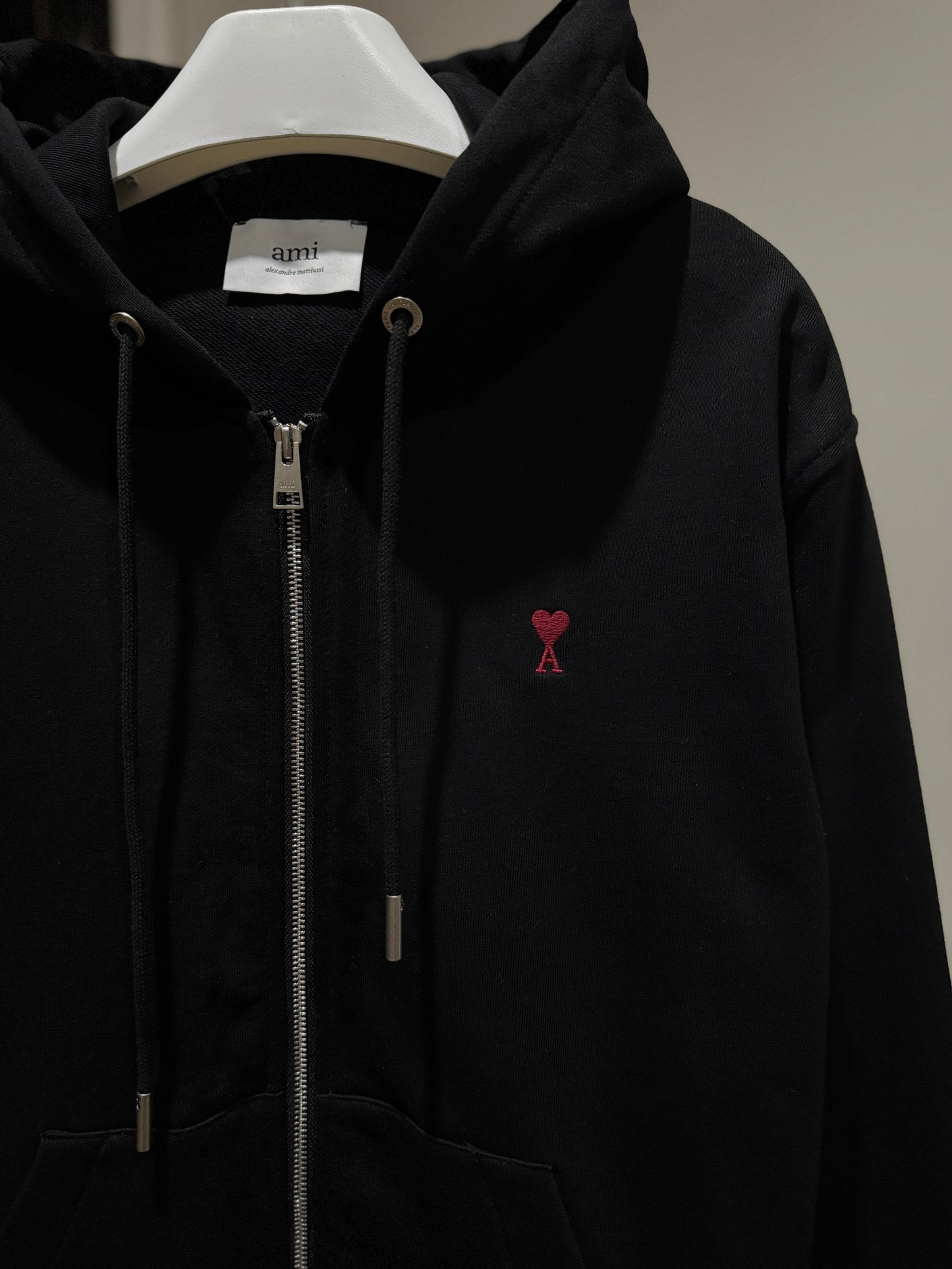AMI de Coeur Cotton Zipped Hoodie (Black)