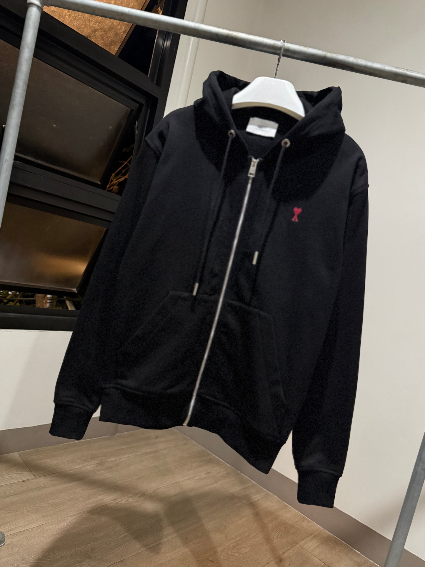 AMI de Coeur Cotton Zipped Hoodie (Black)