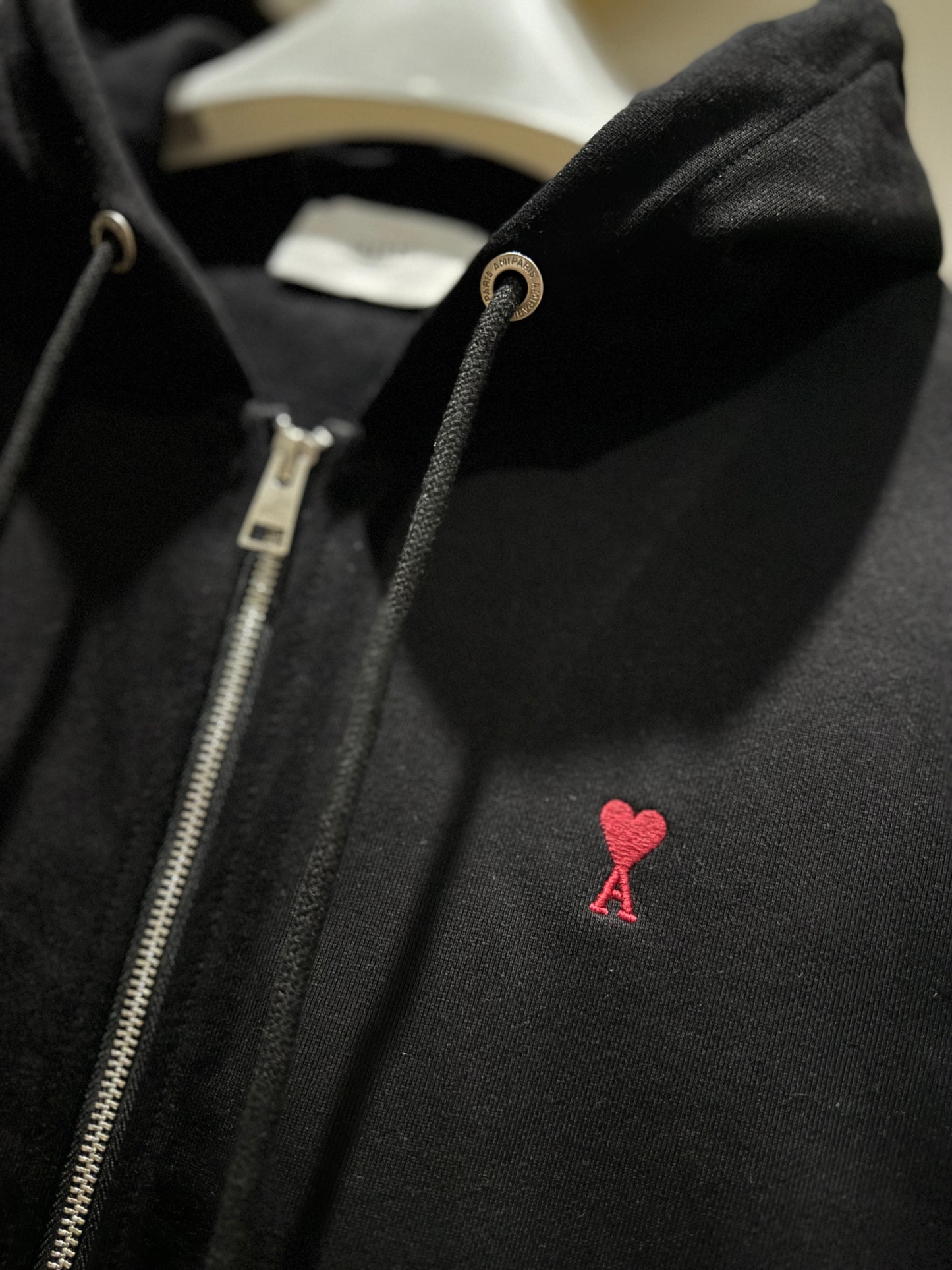 AMI de Coeur Cotton Zipped Hoodie (Black)
