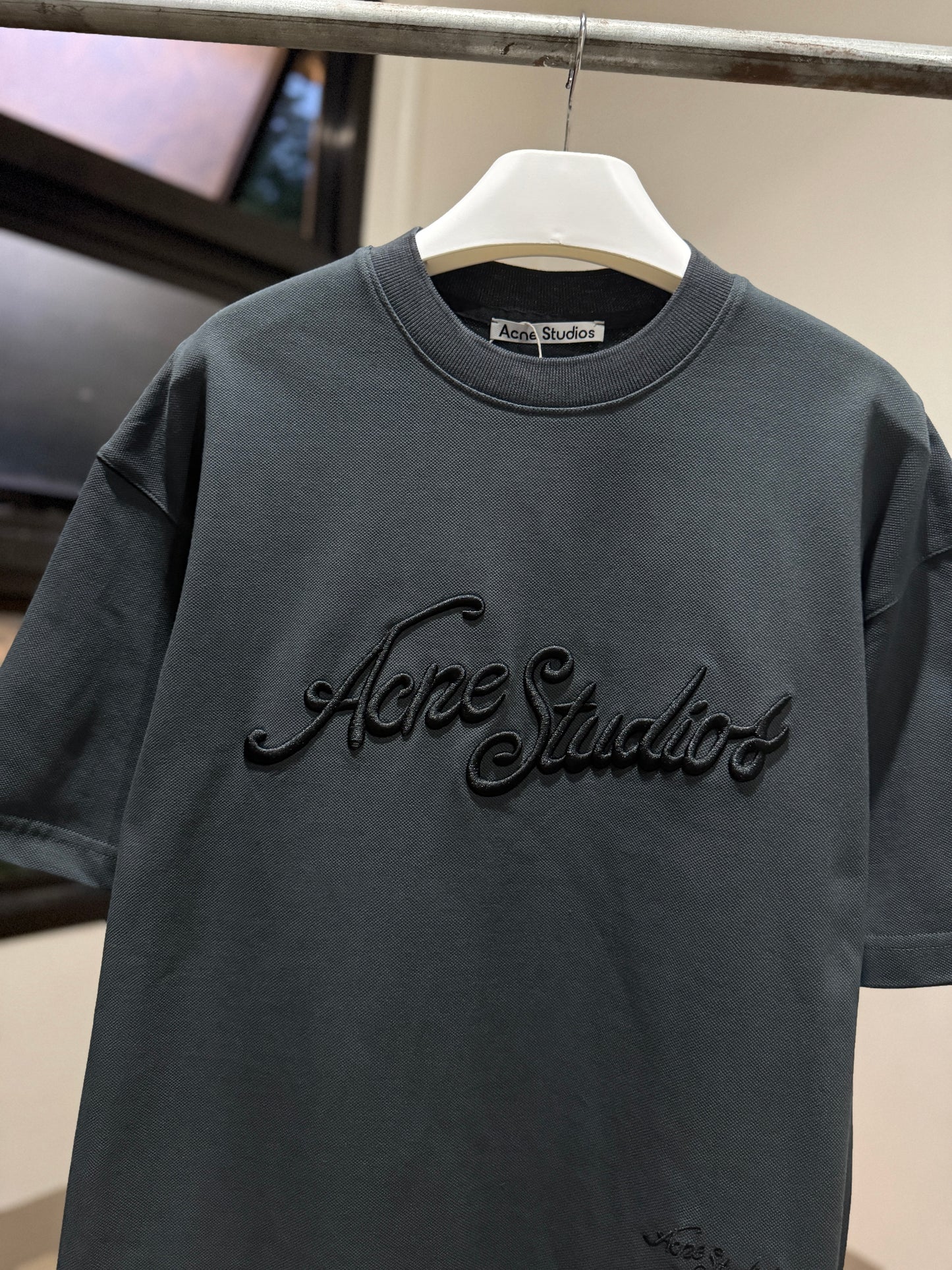 Acne Studios Embroidered Logo T-Shirt (Anthracite)