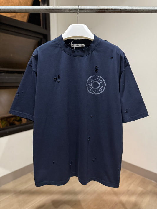 Acne Studios Logo T-Shirt (Navy/Distressed)