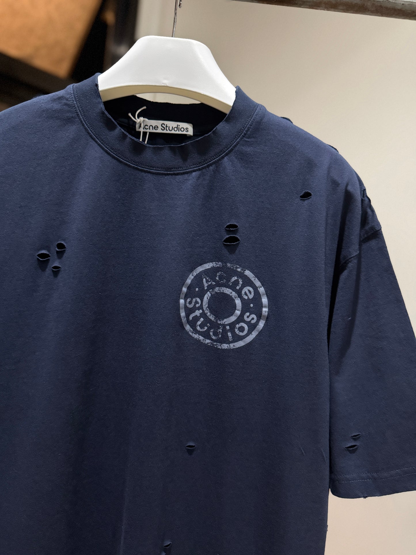 Acne Studios Logo T-Shirt (Navy/Distressed)