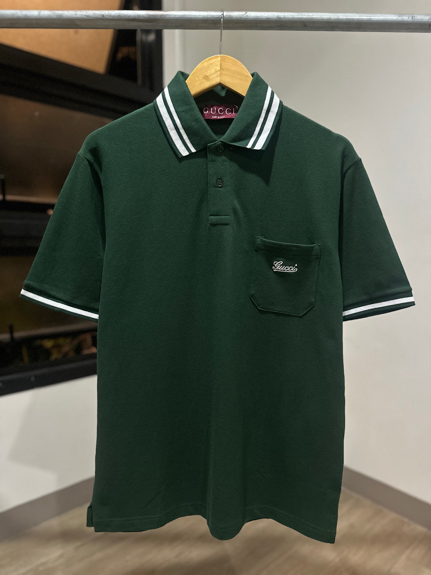 Gucci Cotton Piquet Polo Shirt (Dark Green)