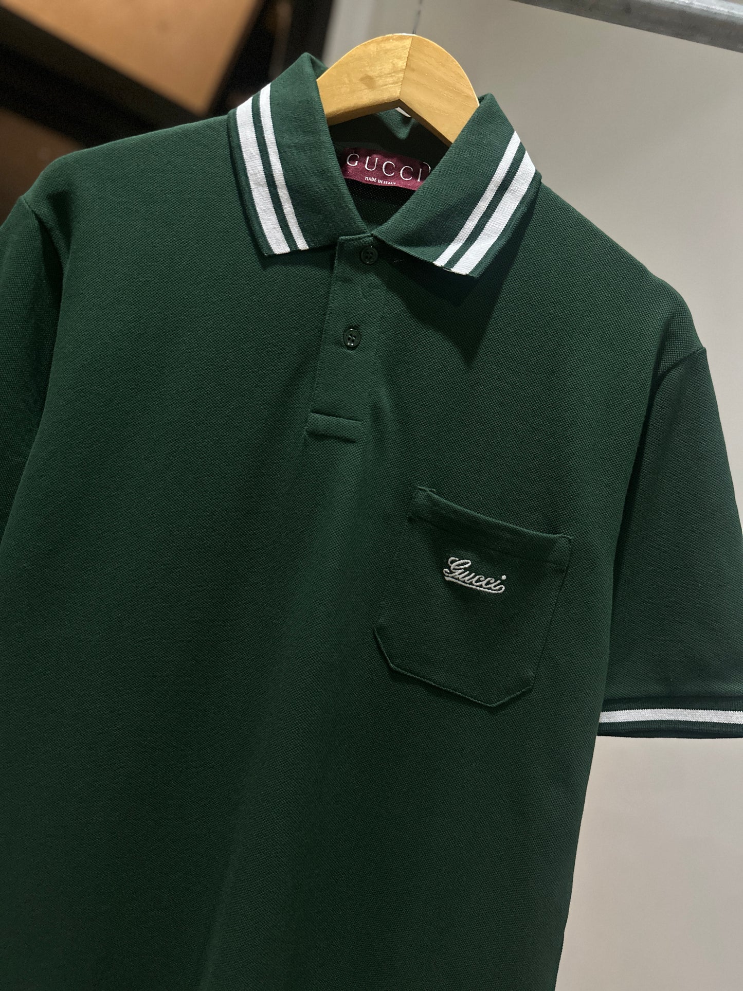 Gucci Cotton Piquet Polo Shirt (Dark Green)