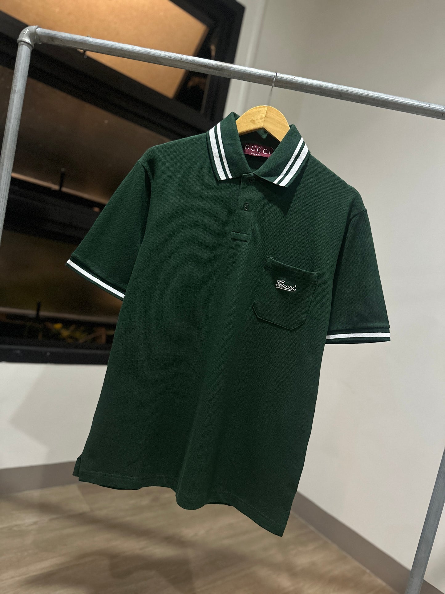 Gucci Cotton Piquet Polo Shirt (Dark Green)