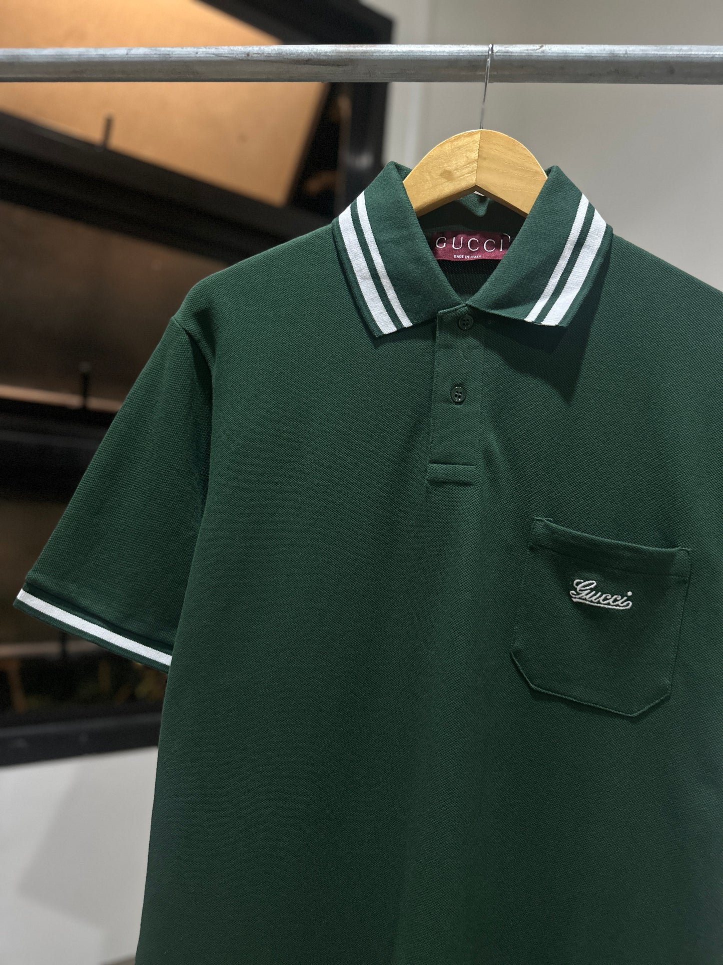 Gucci Cotton Piquet Polo Shirt (Dark Green)