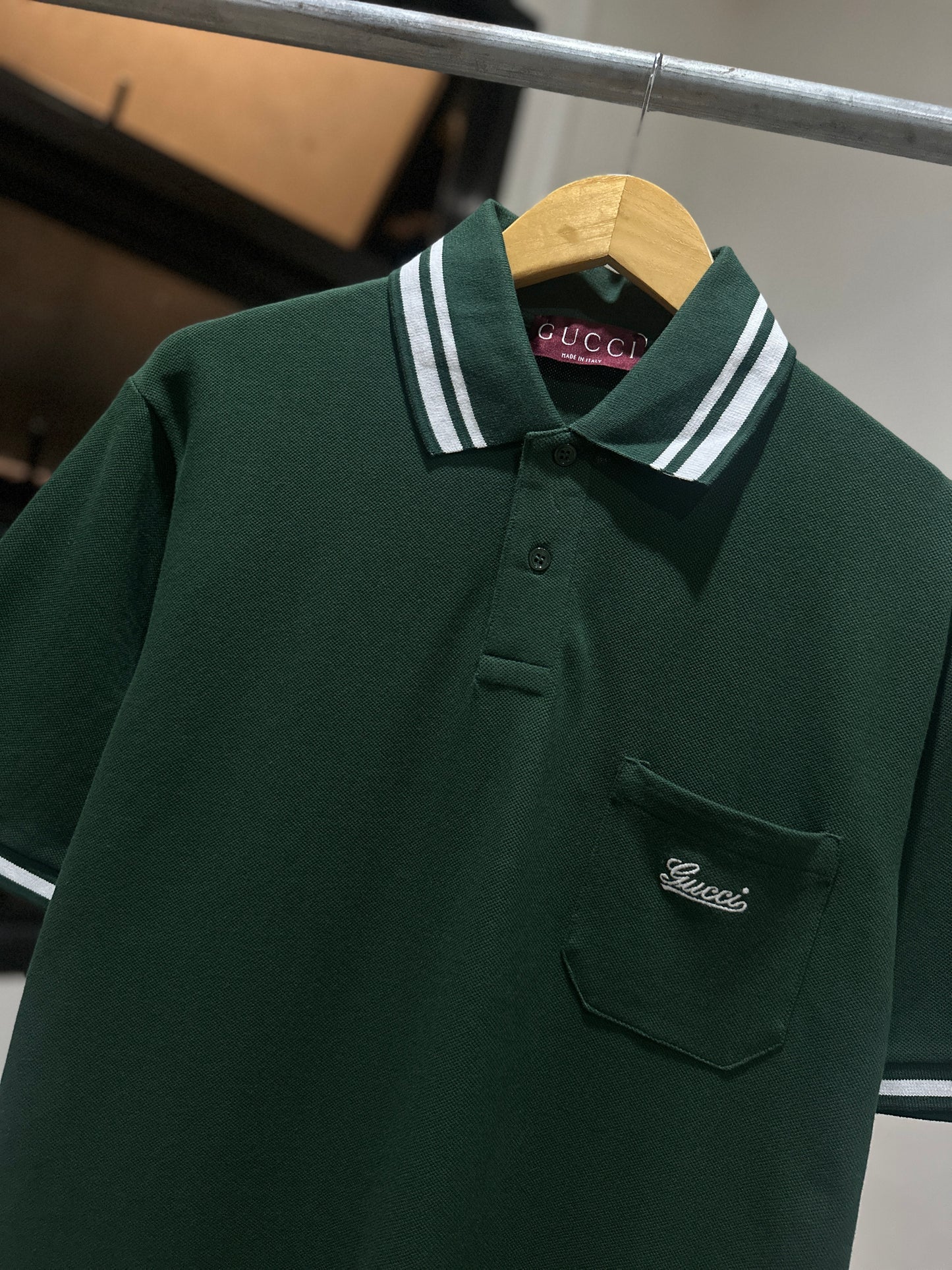 Gucci Cotton Piquet Polo Shirt (Dark Green)