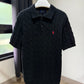 Ralph Lauren Cable Knit Polo Shirt (Black)