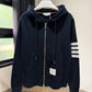 Thom Browne 4 Bar Zip Up Hoodie