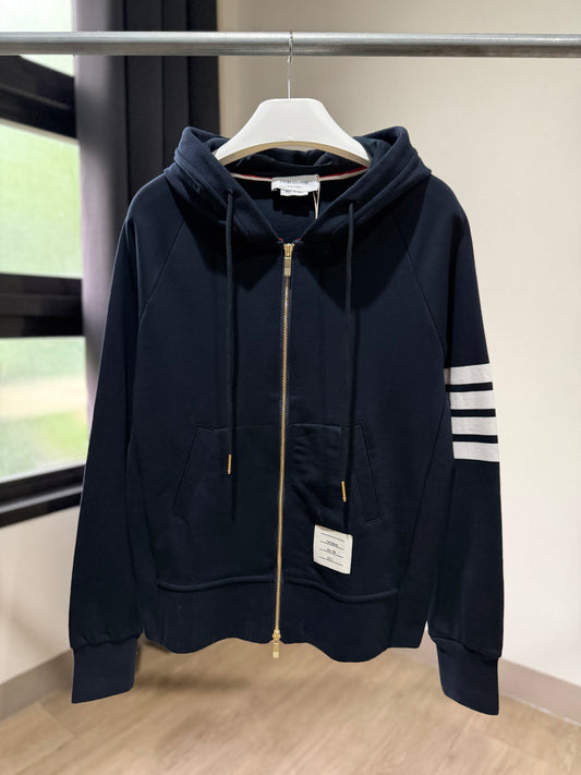 Thom Browne 4 Bar Zip Up Hoodie