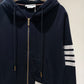Thom Browne 4 Bar Zip Up Hoodie