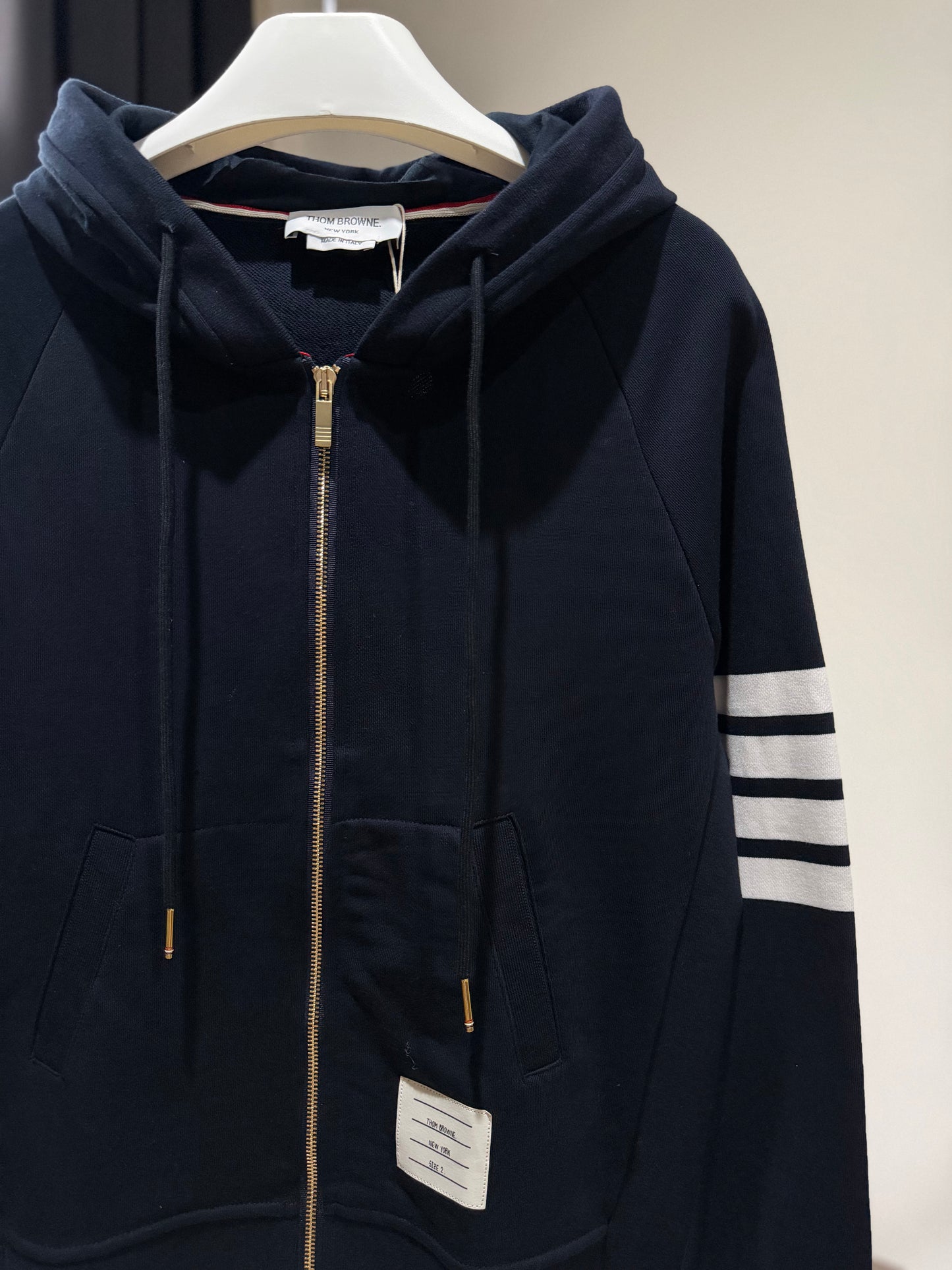 Thom Browne 4 Bar Zip Up Hoodie