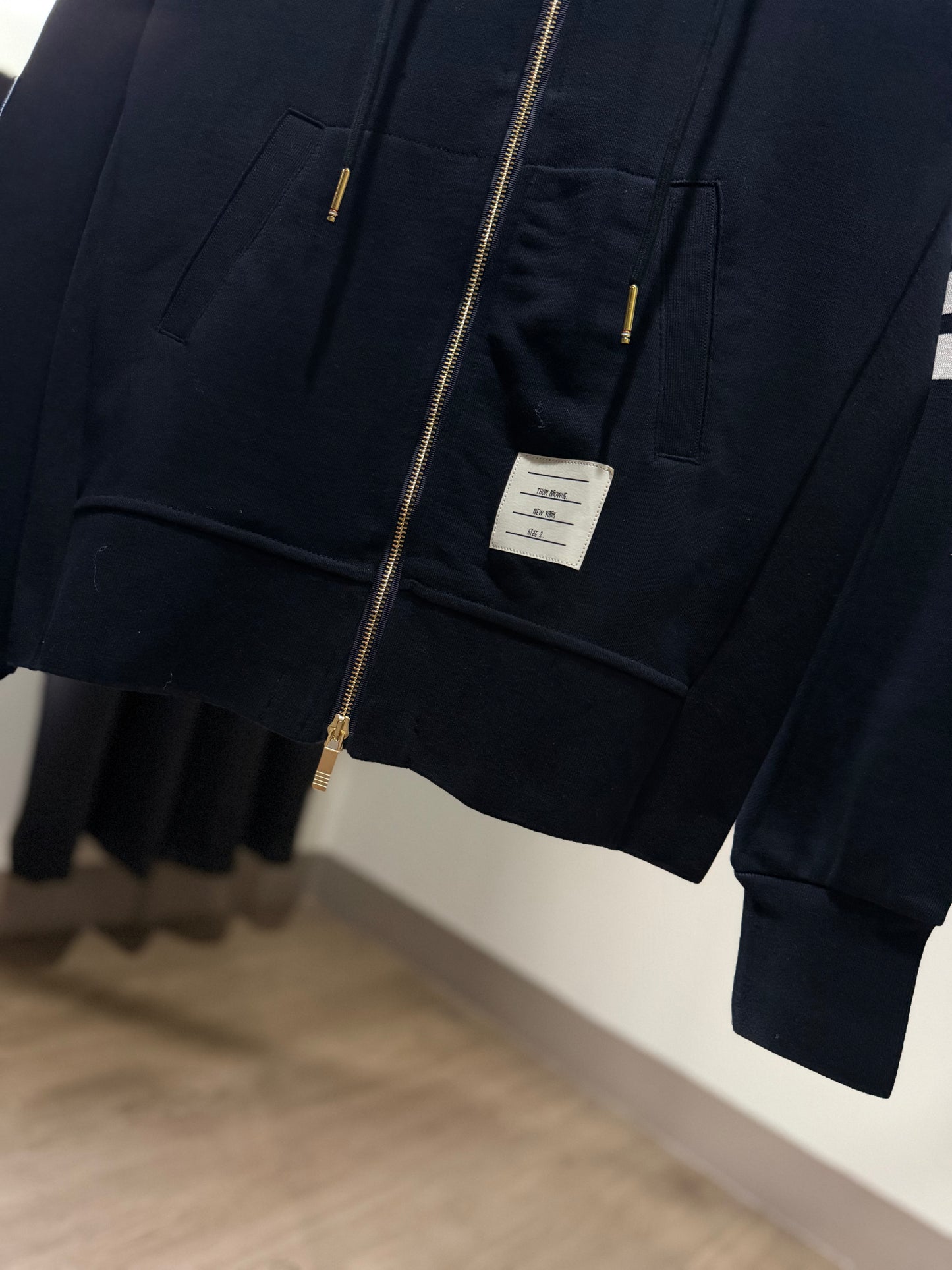 Thom Browne 4 Bar Zip Up Hoodie